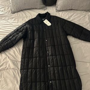 Black Quilted Long Coat